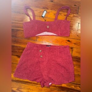 Dark Red Boucle 2 Piece Set PLT skort & top size 12